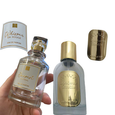 برچسب بطری سفارشی لوگو برجسته عطر برچسب آلومینیوم برچسب خود چسب آویز برای بسته بندی عطر