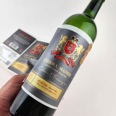 High Quality Self Adhesive Gold Embossed Wine Label Red Wine Bottle Label Sticker