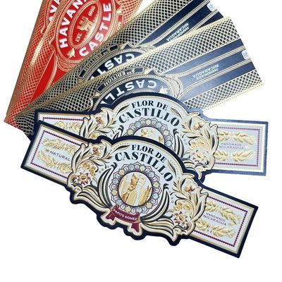 Custom Private Logo Gold Foil Embossed Cigar Label and Band with Full-automatic Production