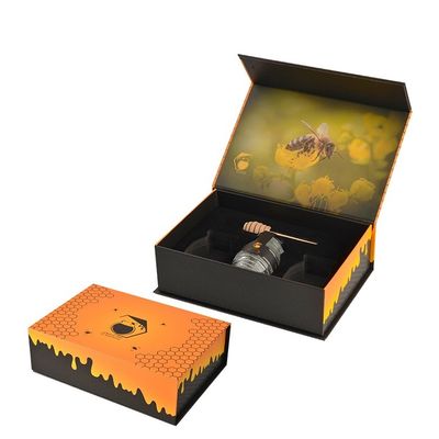 قیمت خوب جعبه هدیه بسته بندی مغناطیسی سفارشی نارنجی سیاه جعبه بسته بندی قابل تاشو برای عسل آنلاین