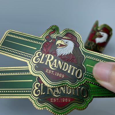 قیمت خوب Custom Embossed Cigar Ring Paper Sticker Gold Foil Art Cigar Band with Adhesive Personalized Label for Cigars Label Printing Custom Sticker آنلاین