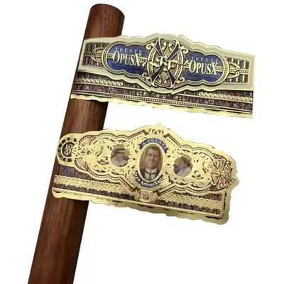 قیمت خوب ISO9001 Certified Waterproof Eco-friendly Cigar Label Adhesive Sticker with Gold Foil 3D Embossed Customized Shape آنلاین